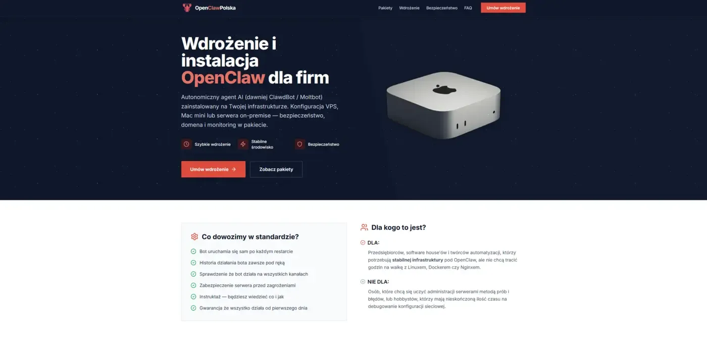 OpenClaw Polska, serwis o wdrożeniach asystenta AI