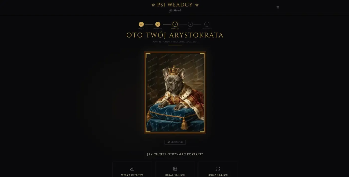 Psi Władcy, portrety psów tworzone z AI