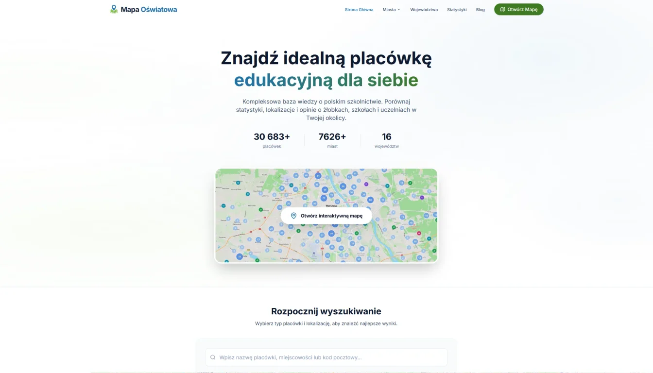 Mapa Oświatowa — interaktywna mapa szkół i przedszkoli w Polsce